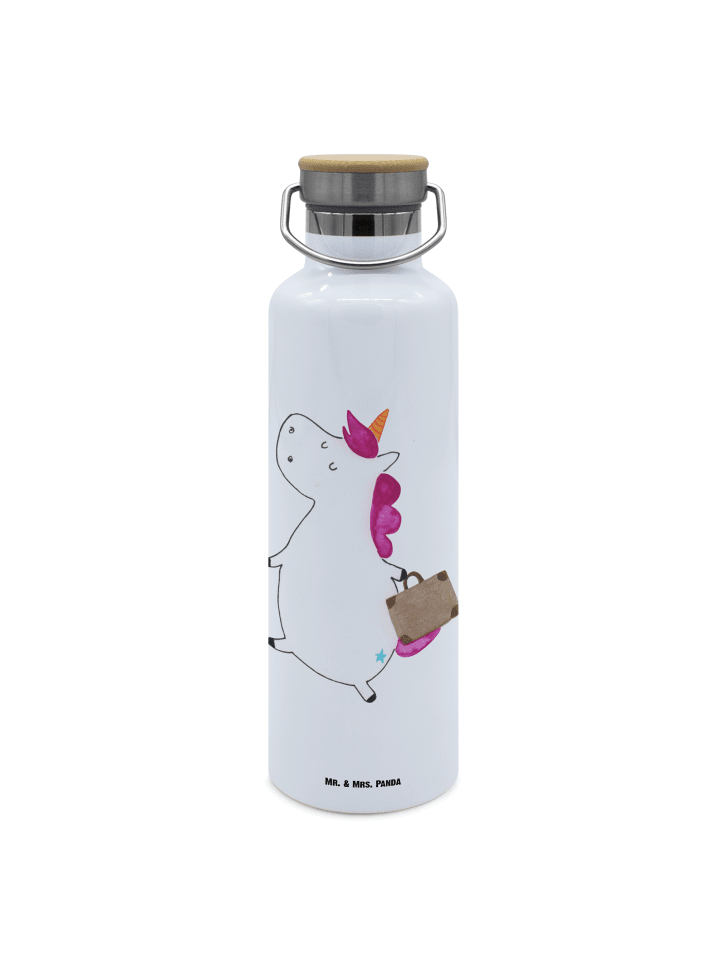 Trinkflasche Einhorn Koffer ohne Spruch in Weiß