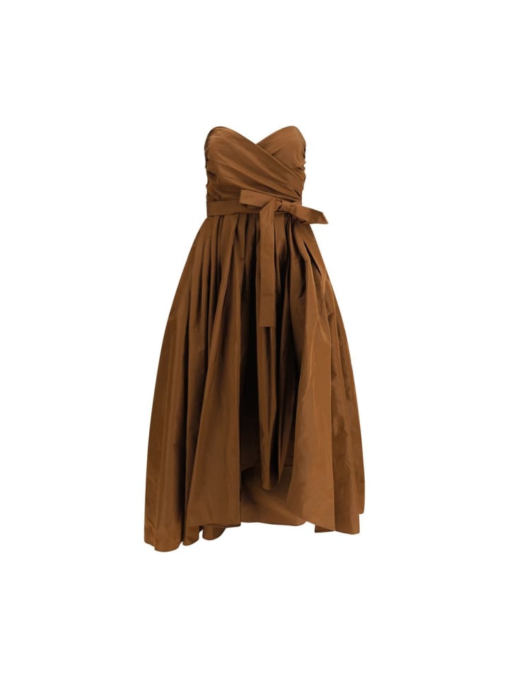 Braun trägerlos Lang Kleid