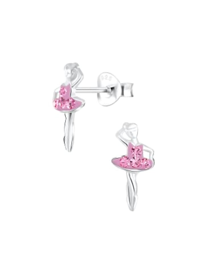 Ohrringe - Ohrstecker BALLERINA light rose mit Kristall in 925 Silber