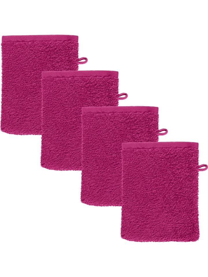 Frottier, Leichtfrottier Waschhandschuh 4er-Pack Oceanside in fuchsia