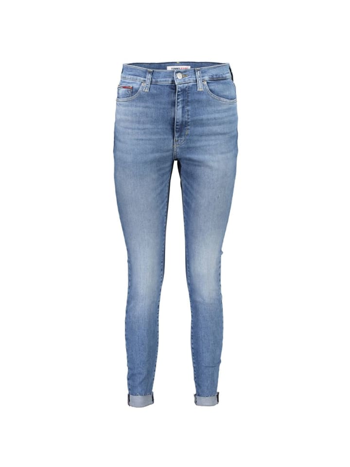 Blau Baumwolle Damen Skinny Jeans