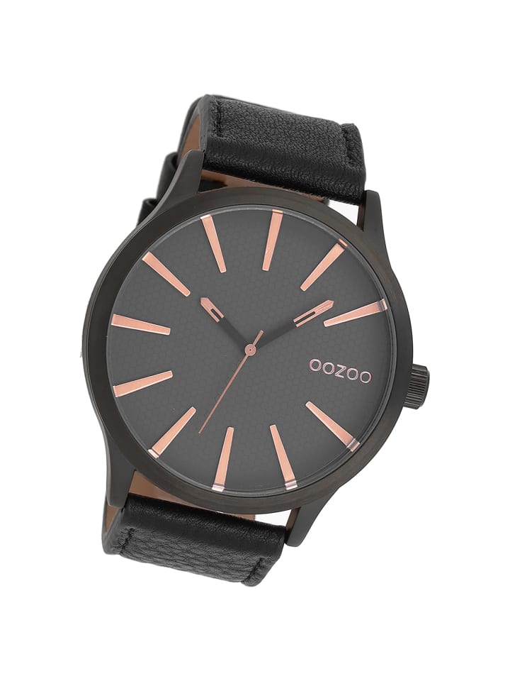 Analog-Armbanduhr Oozoo Timepieces schwarz extra groß (ca. 50mm)