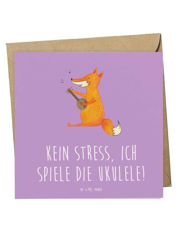 Grußkarte Ukulele Entspannung mit Spruch in Lavendeltraum