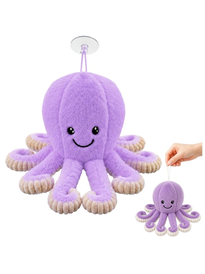 Plüsch-Oktopus mit Saugnapf, lila, 16 cm