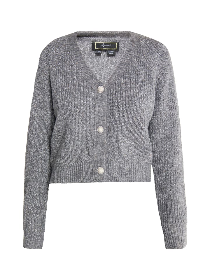 Damen Strickjacke in Grau Melange Silber