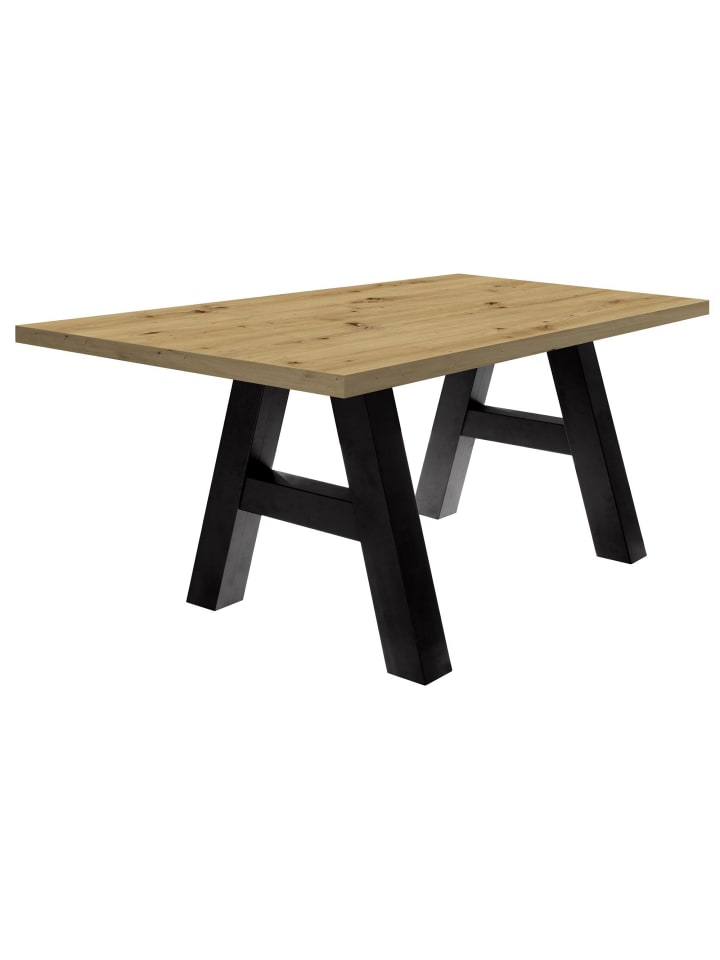 ESSZIMMERTISCH Elia 8 180 x 90 x 75 Esstisch Schwarzstahl/Asteiche