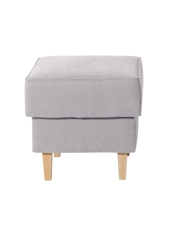 HOCKER Karlen Bezug Veloursstoff Buche natur / silber