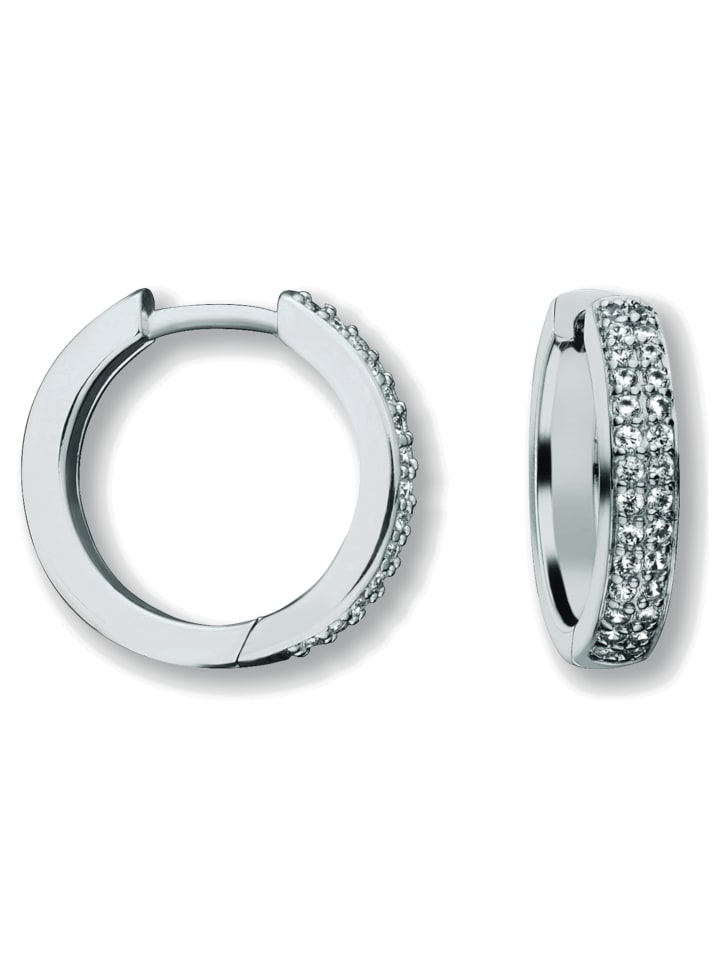 Zirkonia Ohrringe Creolen aus 925 Silber in silber