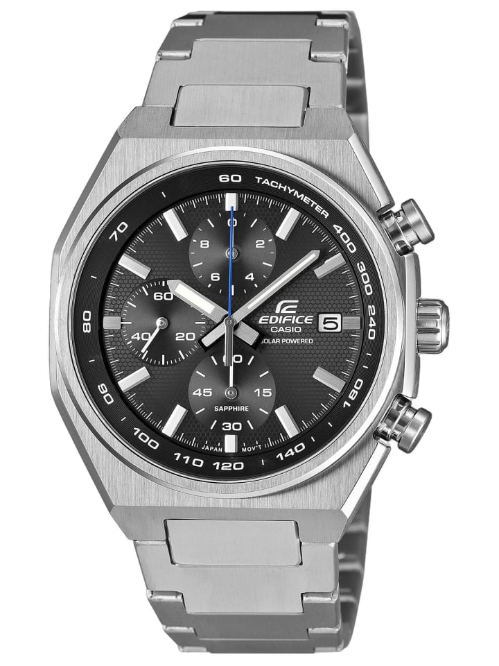 Edifice Herrenuhr Solar Chronograph Stahl/Schwarz