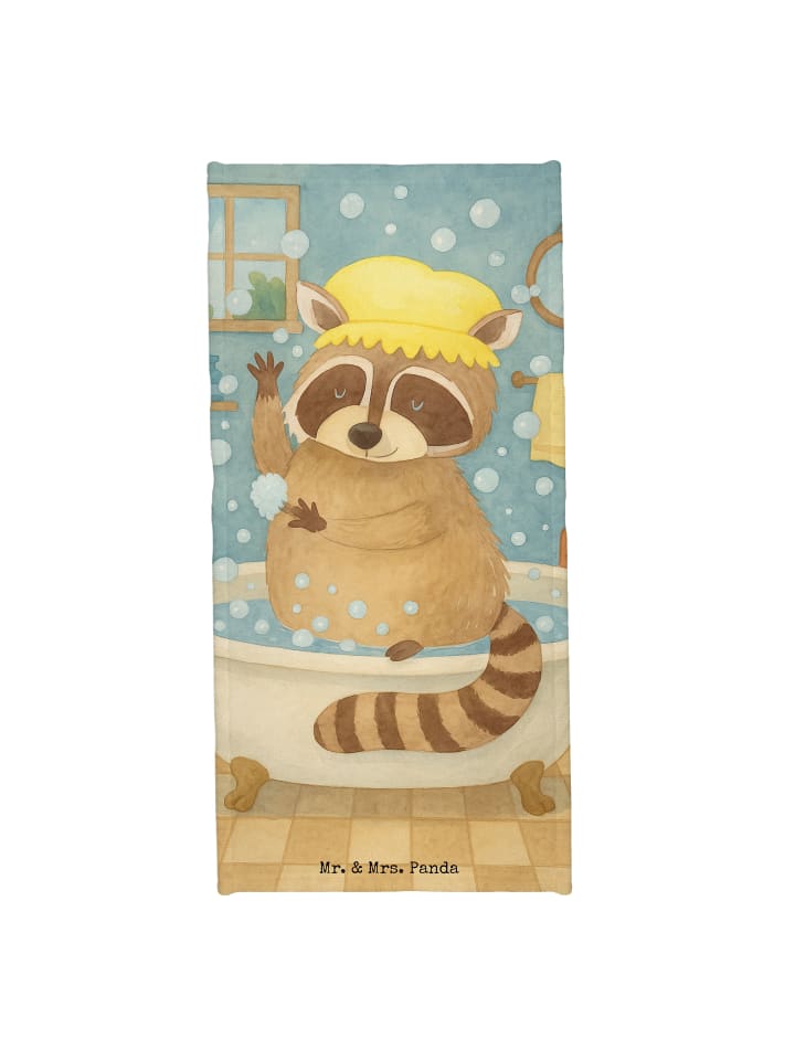 Badetuch Waschbär Design ohne Spruch in Gelb Pastell