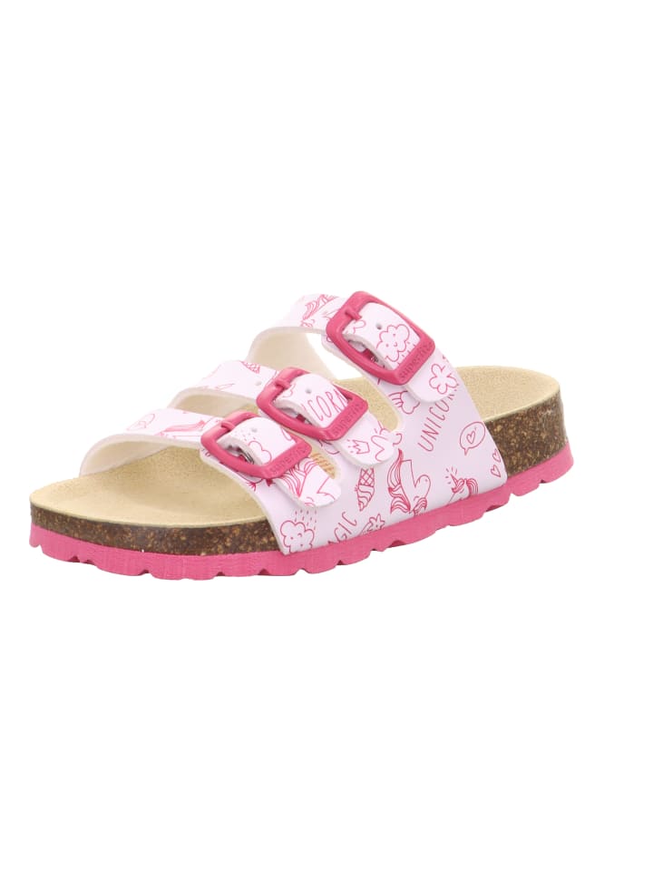 Tieffußbett Pantolette FUSSBETTPANTOFFEL in Weiß/Pink