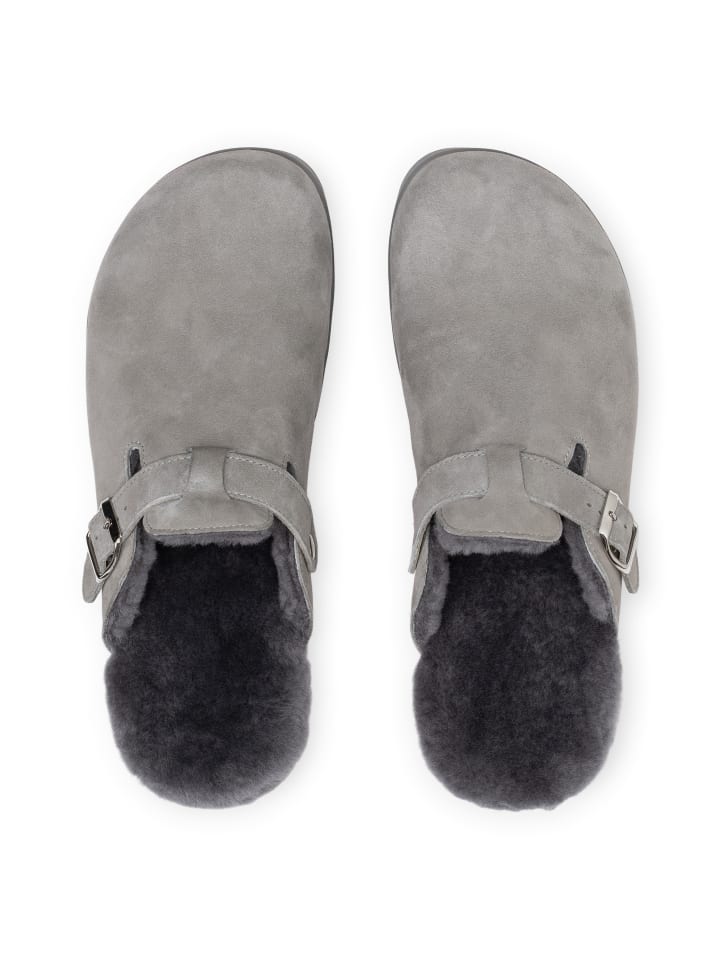 Samtziegenleder Clogs in grau