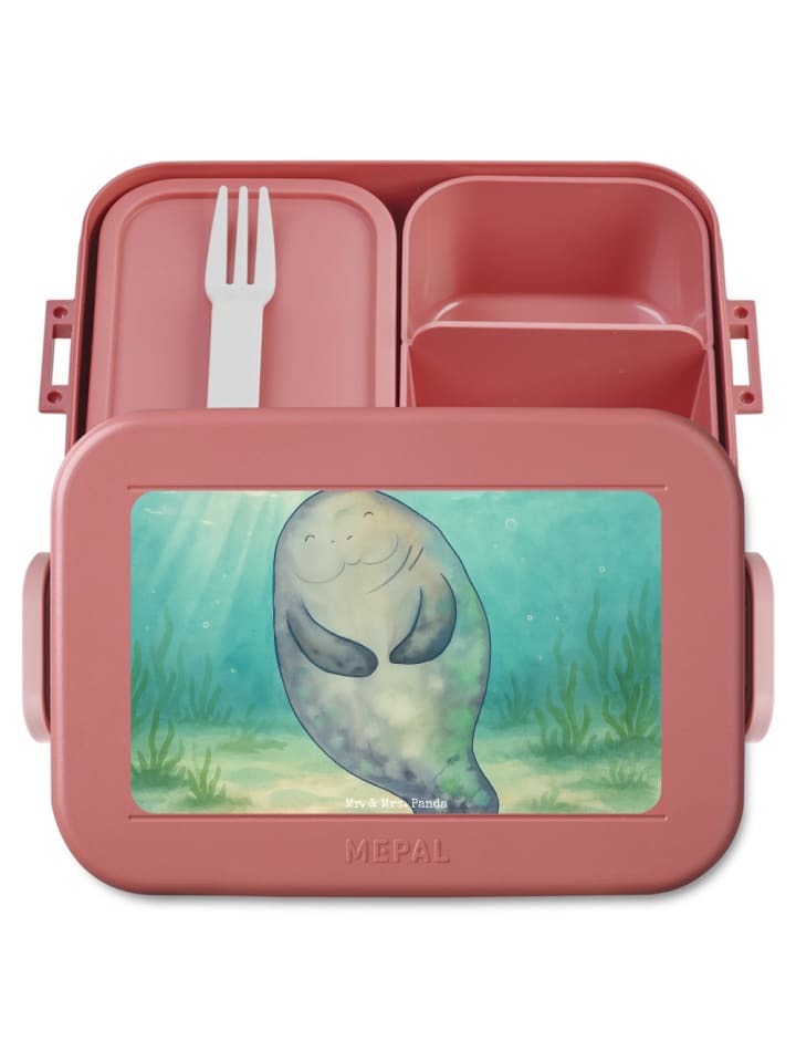 Lunchbox Seekuh Happy Design ohne Spruch in Rot Pastell