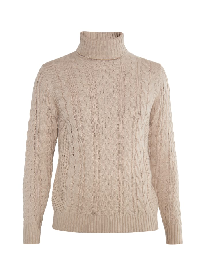 Herren Pullover Mit Zopfstrick in Kamel