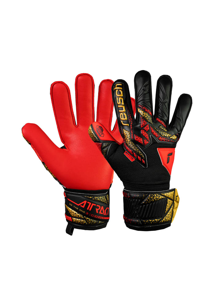 Torwarthandschuhe Attrakt Silver in 7075 blck/gold/firy red
