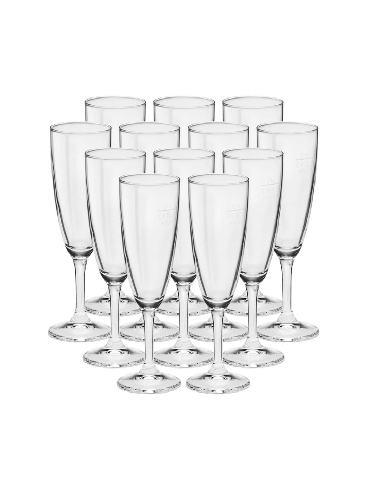 12er Set Sektkelche geeicht Prosecco in Transparent 0,1 l