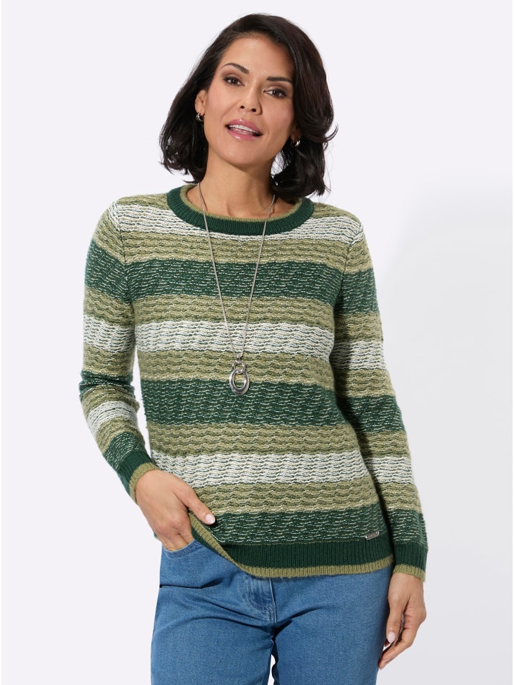 Pullover in moos-schilf-gemustert