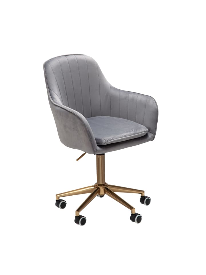 Bürostuhl in Grau / Samt / 54x52x105
