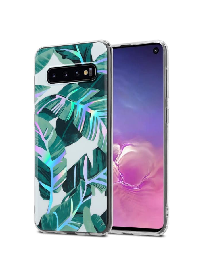 Hülle für Samsung Galaxy S10 4G Blumen Muster in BANANENBLÄTTER
