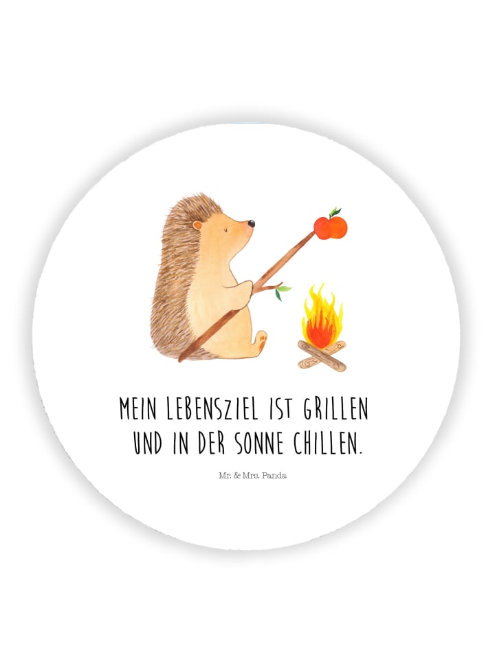 Magnet Igel Grillen mit Spruch in Weiß
