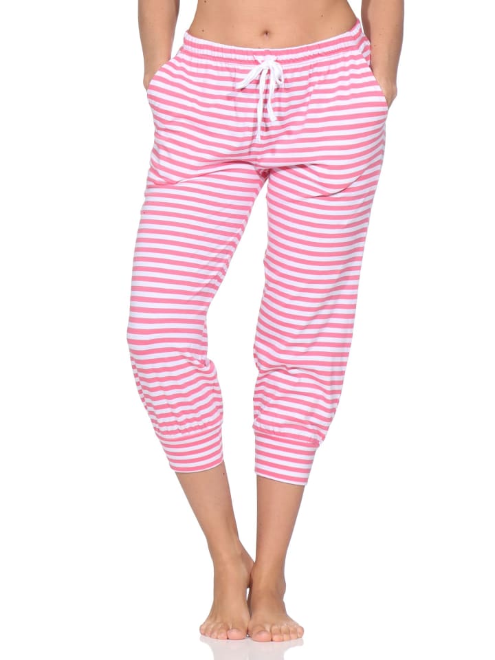 Damen Pyjama Capri-Hose kurz Mix & Match in pink