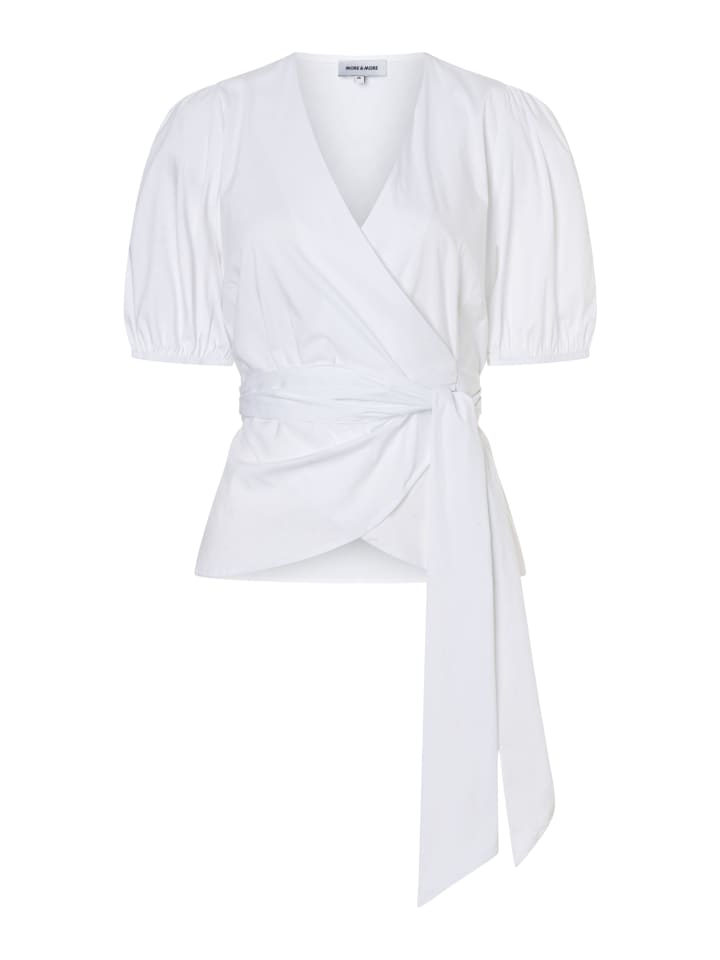 feminine Kurzarmbluse mit Wickel-Design in white
