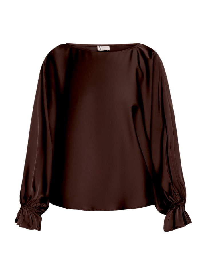 Satin-Bluse mit Fledermausärmeln in rostbraun