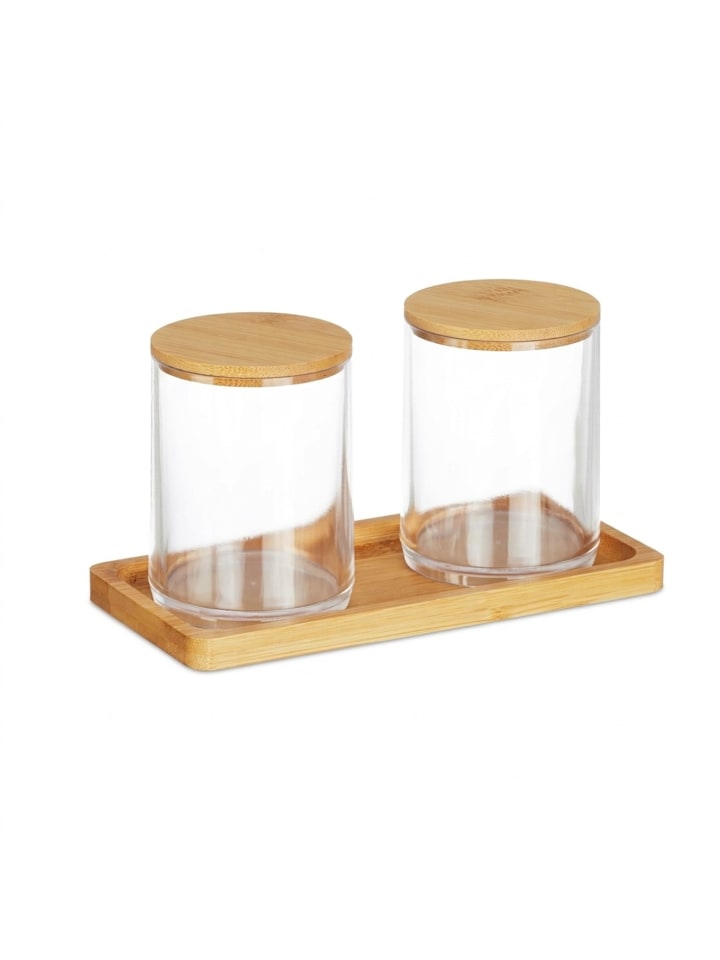 Wattestäbchenbehälter in Transparent/ Natur