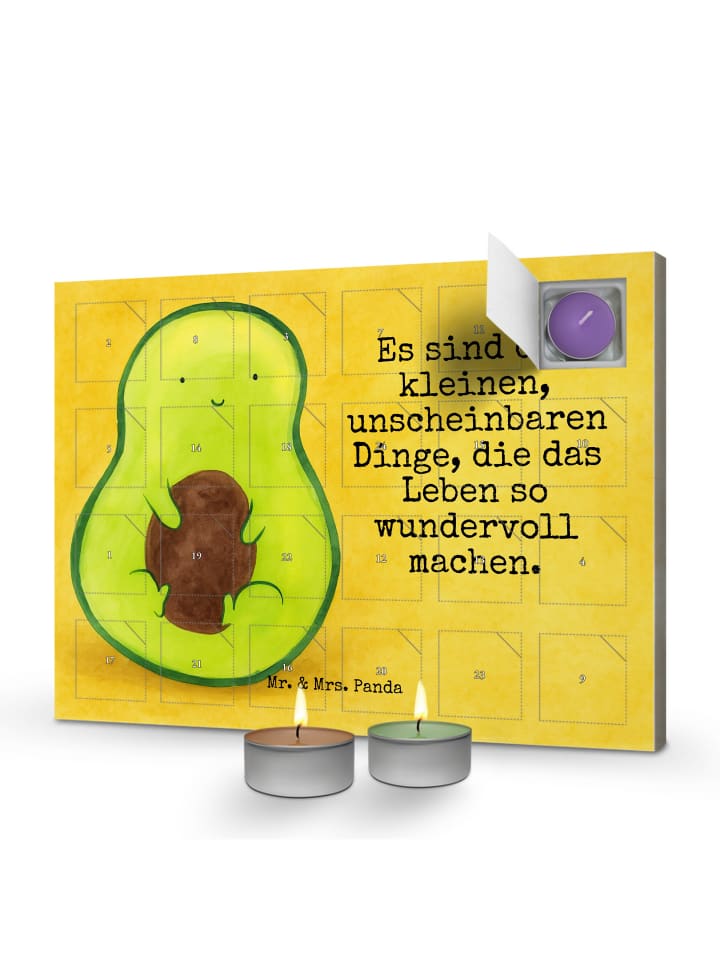 Adventskalender Avocado Kern Design mit Spruch in Weiß