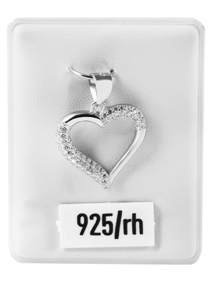 Damen Anhänger – Herz Herzanhänger aus 925 Silber mit Zirkonia in silber