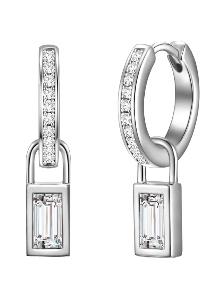 Creolen aus Sterling Silber mit Zirkonia in silber