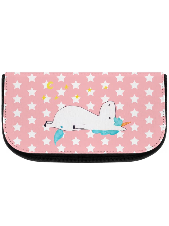 Kosmetiktasche Einhorn Sternenhimmel ohne Spruch in Rot Pastell