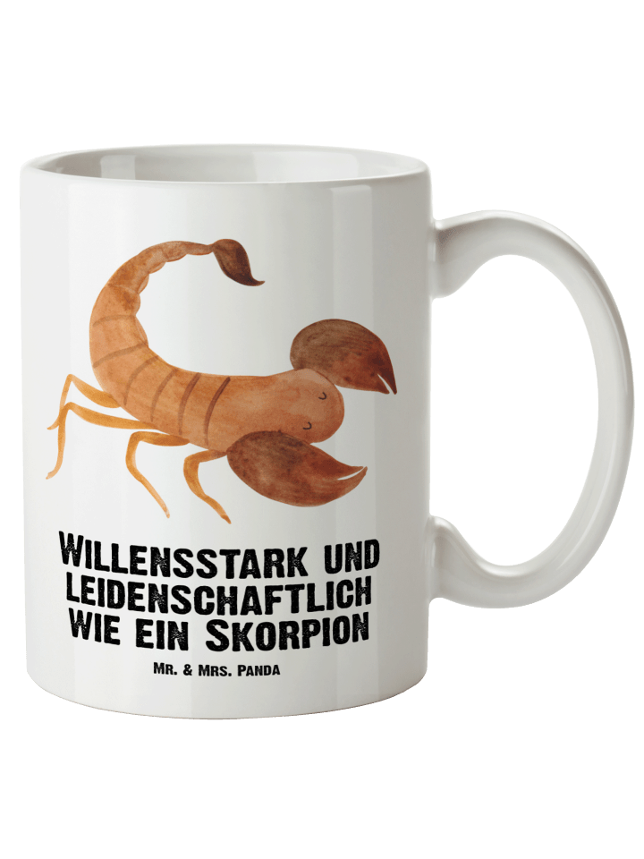 Becher Sternzeichen Skorpion mit Spruch in Weiß