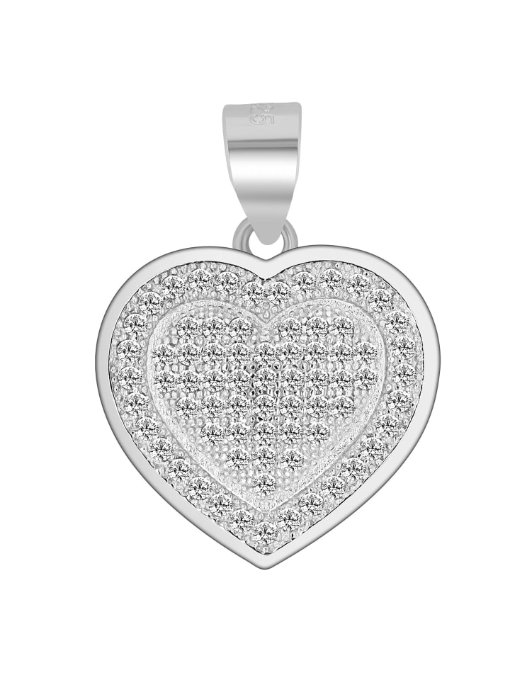 Damen Anhänger Herz aus 925 Silber mit Zirkonia in silber