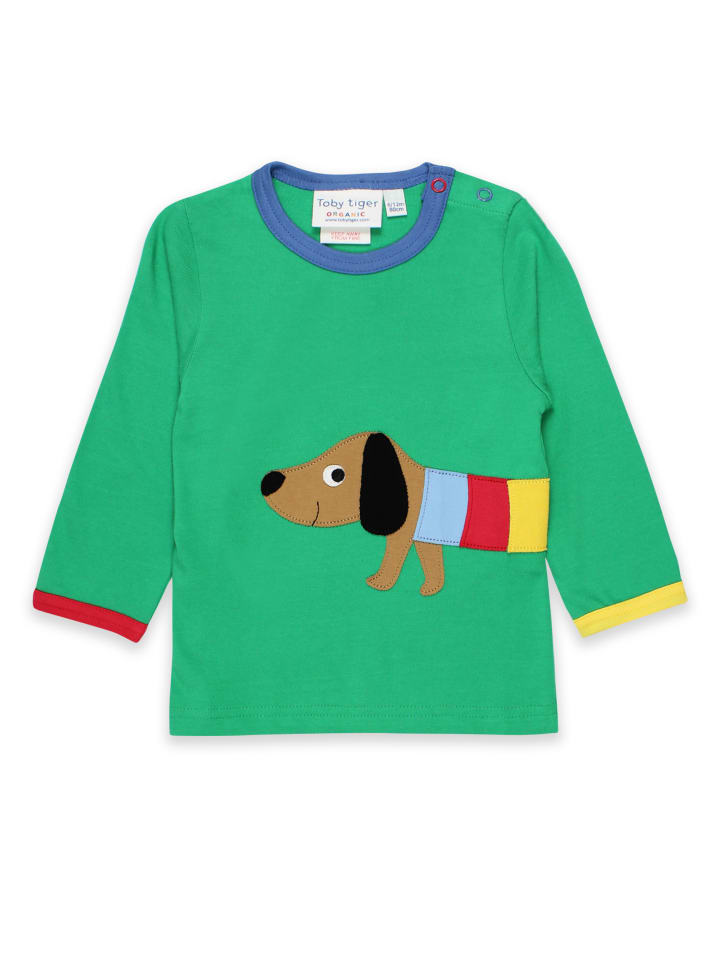 Langarmshirt mit Dackel Applikation in grün