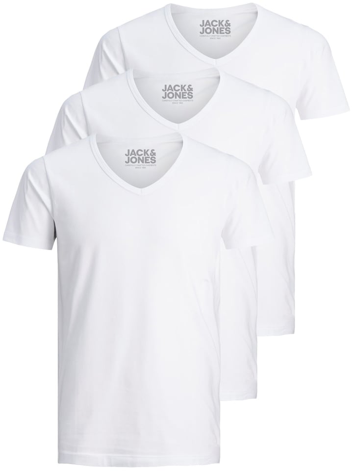 3er-Set T-Shirt in White/white/white