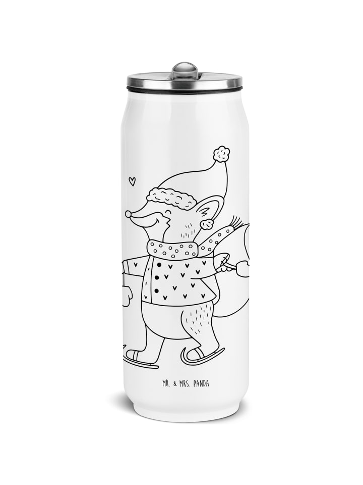 Getränkedosen Trinkflasche Fuchs Schlittschuhe... in Weiß