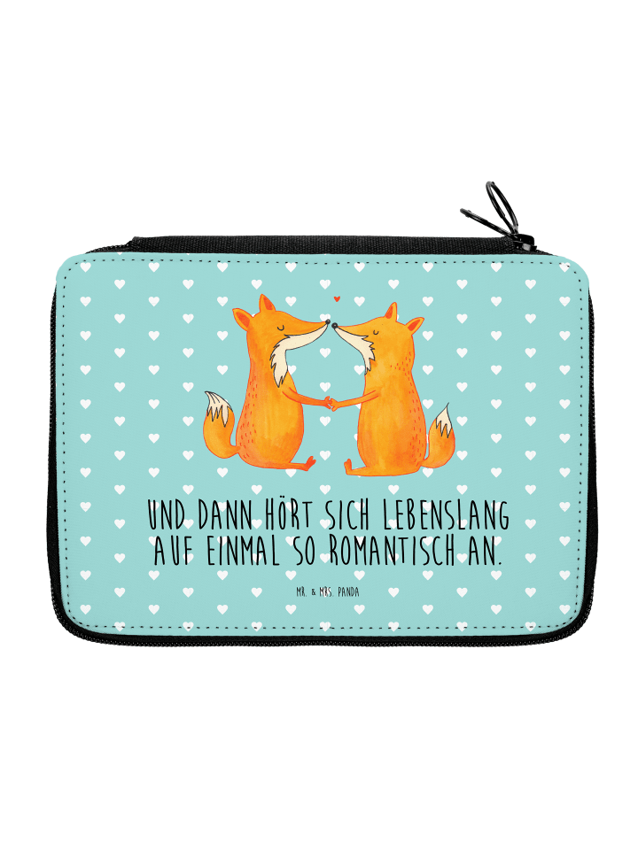 Federmäppchen Füchse Liebe mit Spruch in Türkis Pastell