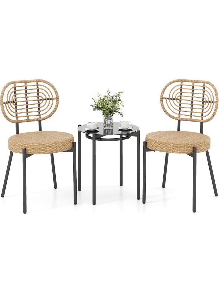 3 tlg. Gartenmöbel Set Polyrattan in Braun