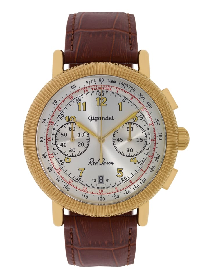 Quarzuhr Chronograph "RED BARON IV" in Braun/Gold/Silber