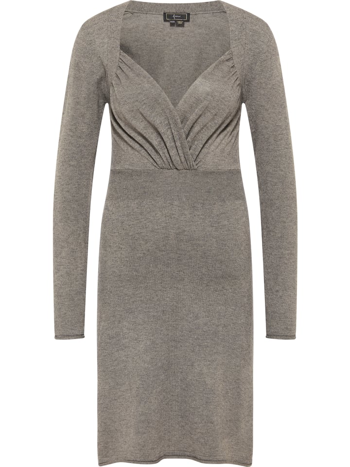 Damen Strickkleid in Grau Melange