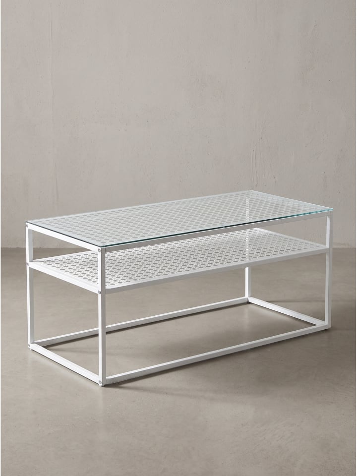 Couchtisch rechteckig, transparentes Einscheibensicherheitsglas in Weiß