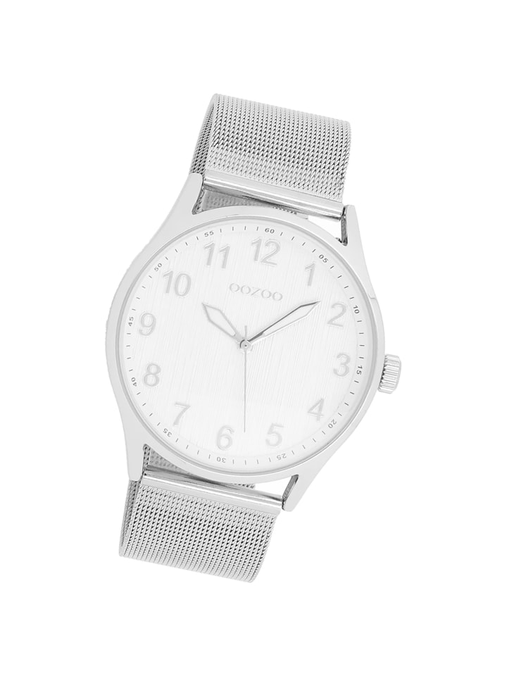Analog-Armbanduhr Oozoo Timepieces silber groß (ca. 41mm)
