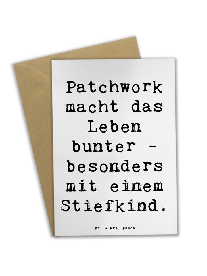 Grußkarte Buntes Stiefkind mit Spruch in Weiß