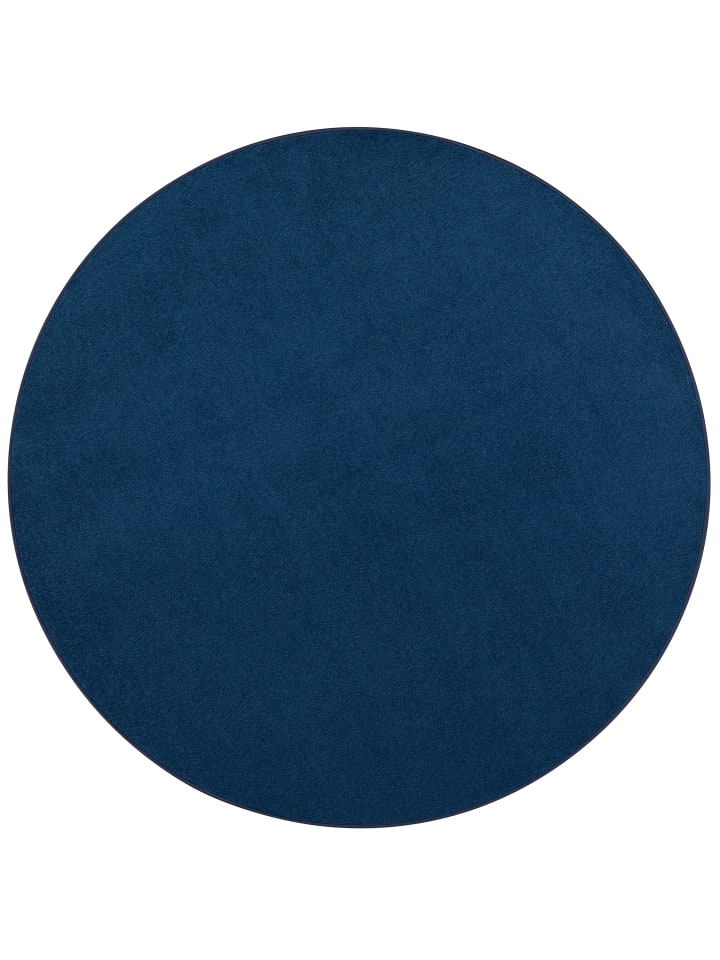 Velours-Teppich Joy Rund in dunkelblau