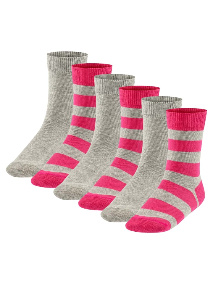 Socken 6er Pack in Grau/Pink