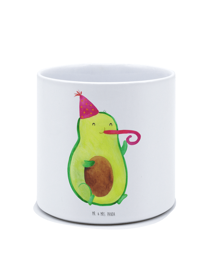 Blumentopf Groß Avocado Party Zeit ohne Spruch in Weiß
