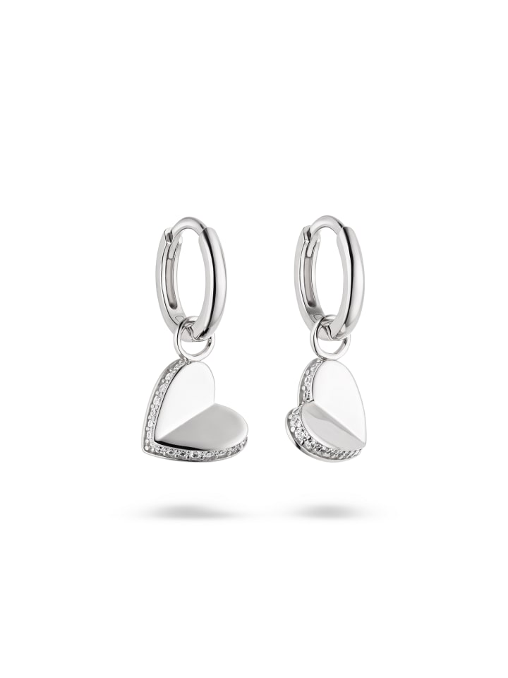 Creolen Folded Heart in silber