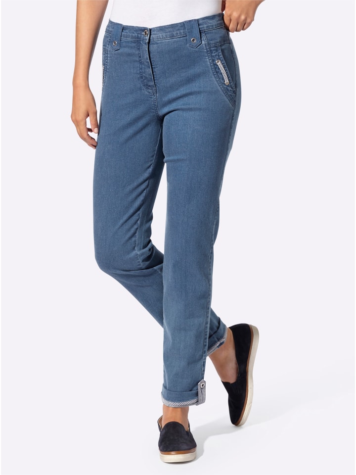 Schlupfjeans in blue-bleached