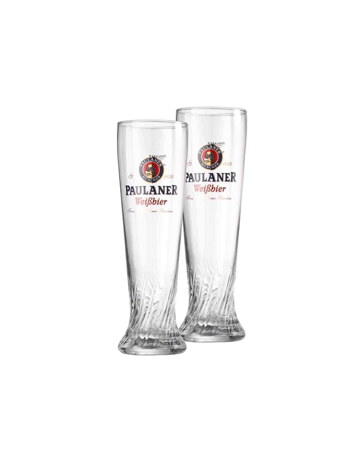 2er Set Weizenbiergläser Paulaner in Transparent 500 ml